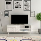 Comoda TV, Zena Home, Venedik, Cm, 100% PAL melaminat, Alb