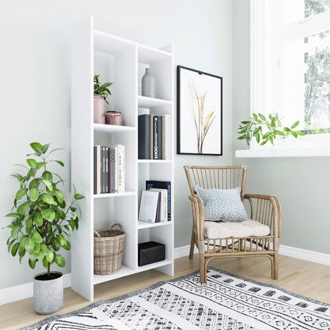 Corp biblioteca, Zena Home, Eden, 63.2x160x25cm, 100% PAL melaminat, Alb