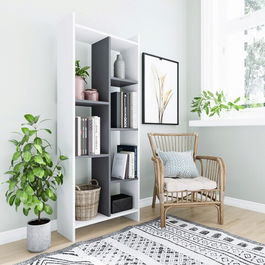 Corp biblioteca, Zena Home, Eden, 63.2x160x25cm, 100% PAL melaminat, Alb / Antracit