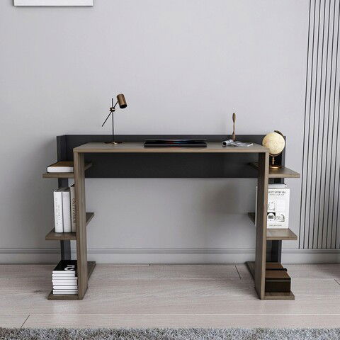 Birou, Zena Home, Çinar, 122.7x77x45cm, 100% PAL melaminat, Nuc / Negru