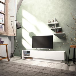 Comoda TV, Zena Home, Liza, Cm, 100% PAL melaminat, Alb