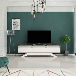 Comoda TV, Zena Home, Piyar, Cm, 100% PAL melaminat, Nuc / Alb