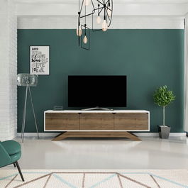 Comoda TV, Zena Home, Piyar, Cm, 100% PAL melaminat, Nuc / Alb