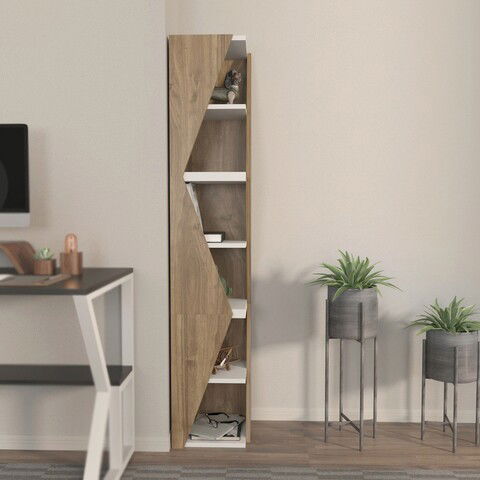 Corp biblioteca, Zena Home, Arrow, 31.8x165x31.8cm, 100% PAL melaminat, Nuc / Alb