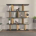 Corp biblioteca, Zena Home, Grace, 120x141x24.6cm, 100% PAL melaminat, Negru / Stejar