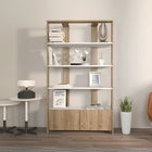 Corp biblioteca, Zena Home, Elena, 93.6x160x31.5cm, 100% PAL melaminat, Alb / Nuc