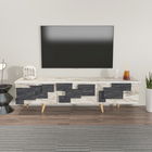 Comoda TV, Zena Home, 3 D, 160x45x35cm, 100% PAL melaminat, Alb / Marmură