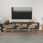 Comoda TV, Zena Home, 3 D, 160x45x35cm, 100% PAL melaminat, Antracit / Nuc