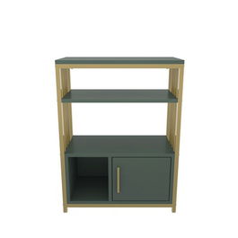 Corp biblioteca, Zena Home, Letos, 60x80x29.6cm, 100% PAL melaminat, Verde / Aur