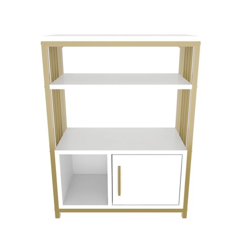 Corp biblioteca, Zena Home, Letos, 60x80x29.6cm, 100% PAL melaminat, Alb / Aur