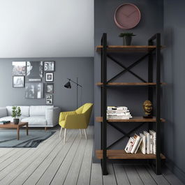 Corp biblioteca, Zena Home, Desta, Cm, 100% PAL melaminat, Nuc / Negru