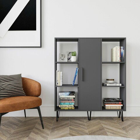 Corp biblioteca, Zena Home, Peoria, 120x123.6x25cm, 100% PAL melaminat, Antracit