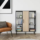 Corp biblioteca, Zena Home, Peoria, 120x123.6x25cm, 100% PAL melaminat, Antracit / Stejar