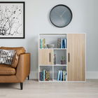 Corp biblioteca, Zena Home, Ridge, 120x123.6x25cm, 100% PAL melaminat, Alb / Stejar