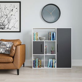 Corp biblioteca, Zena Home, Ridge, 120x123.6x25cm, 100% PAL melaminat, Alb / Antracit