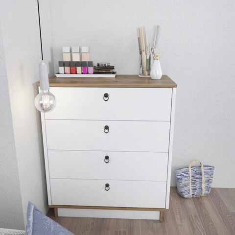Dulap, Zena Home, Sahra, 72x83.1x42cm, 100% PAL melaminat, Alb / Nuc