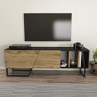 Comoda TV, Zena Home, Linossa, 150x50.5x35cm, 100% PAL melaminat, Negru / Stejar
