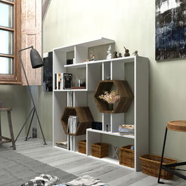 Corp biblioteca, Zena Home, Tamara, Cm, 100% PAL melaminat, Alb / Nuc