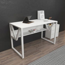 Birou, Zena Home, Lona, 120x72.8x60cm, 100% PAL melaminat, Alb
