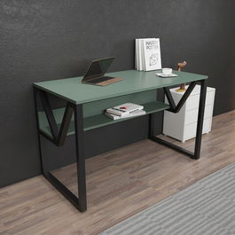 Birou, Zena Home, Lona, 120x72.8x60cm, 100% PAL melaminat, Verde / Negru