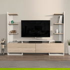 Comoda TV, Zena Home, Ava, 183.6x140x31.7cm, 100% PAL melaminat, Alb / Stejar