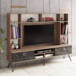 Comoda TV, Zena Home, Lorenz, Cm, 100% PAL melaminat, Nuc / Negru