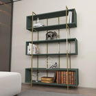 Corp biblioteca, Zena Home, Bruti, 120x180x29.6cm, 100% PAL melaminat, Verde / Aur