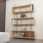 Corp biblioteca, Zena Home, Bruti, 120x180x29.6cm, 100% PAL melaminat, Stejar / Aur
