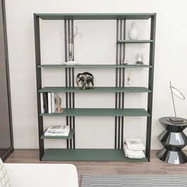 Corp biblioteca, Zena Home, Jenny, 120x160x29.6cm, 100% PAL melaminat, Verde / Negru