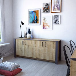 Consolă, Zena Home, Manhattan, Cm, 100% PAL melaminat, Stejar / Gri inchis