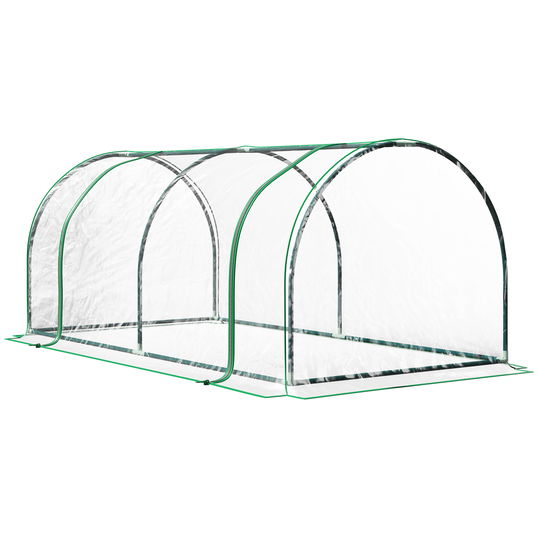 Outsunny Sera tunel din otel si cu capac din PVC, 200x100x80 cm, transparent si verde | AOSOM RO
