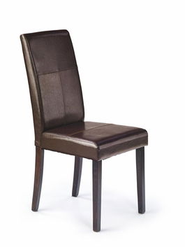 Scaun tapitat cu piele ecologica, cu picioare din lemn Keran Bis Dark Brown / Wenge, l43xA59xH95 cm