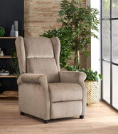 Fotoliu Recliner tapitat cu stofa si functie masaj, Agatha-M Bej, l75xA92xH107 cm