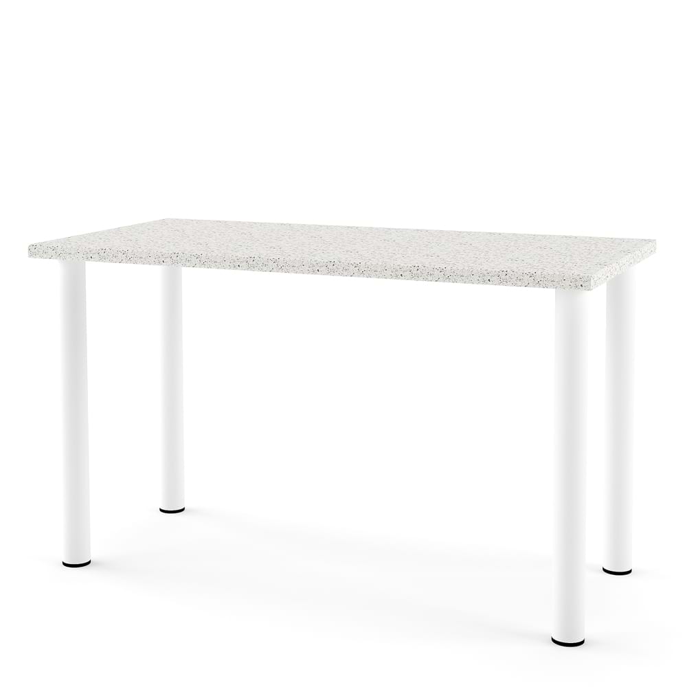 Masa bucatarie DOMINO 122x60, picioare metalice rotunde Albe, blat termic 3 Mozaic F39