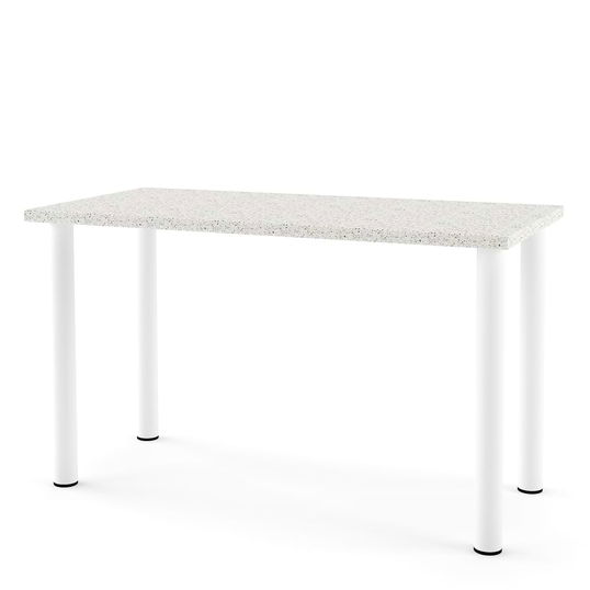 Masa bucatarie DOMINO 122x60, picioare metalice rotunde Albe, blat termic 3 Mozaic F39