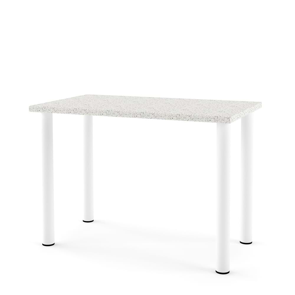 Masa bucatarie DOMINO 102x60, picioare metalice rotunde Albe, blat termic 3 Mozaic F39