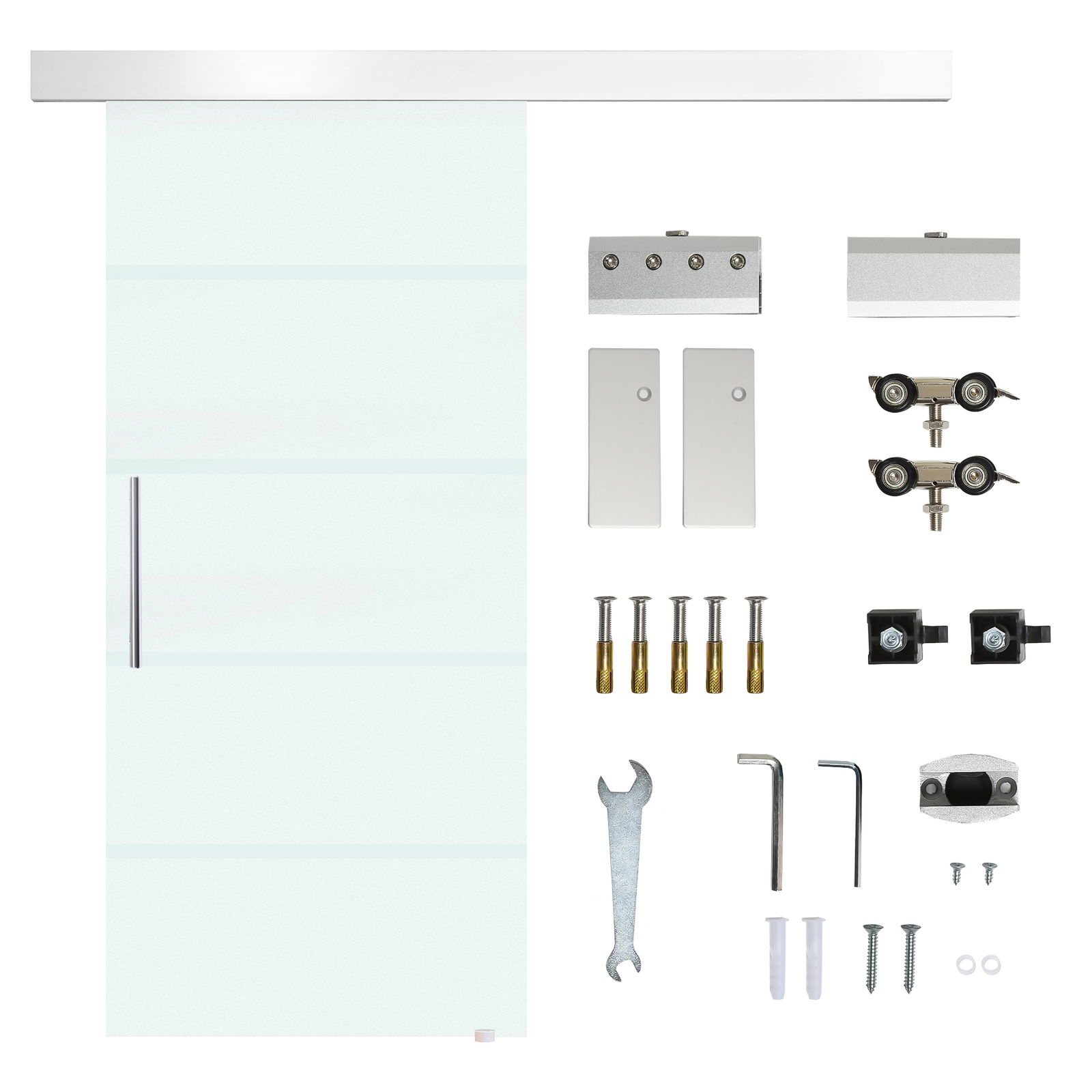 HomCom, usa glisanta din sticla securizata satinata, 90x205 cm | Aosom Ro