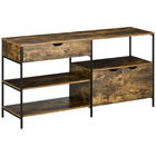 HOMCOM Raft de Depozitare Industrial, Biblioteca cu Sertar si Usi, Raft de Expunere pentru Sufragerie, Birou Casa, Maro Rustic; | Aosom RO