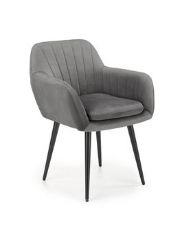 Scaun tapitat cu stofa si picioare metalice, Kai-429 Velvet Gri / Negru, l58xA53xH80 cm