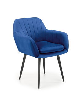 Scaun tapitat cu stofa si picioare metalice, Kai-429 Velvet Bleumarin / Negru, l58xA53xH80 cm