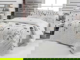 Set cuvertura de pat matlasata, Eponj Home, Atlantis White, 2 piese, 65% bumbac, 35% poliester, multicolor