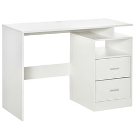 Masa de Birou PC HOMCOM pentru Dormitor sau Birou, Masa de Birou pentru Calculator cu Economisire de spatiu din Lemn, 108x48x76cm, Alb