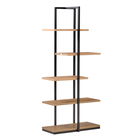 HOMCOM Biblioteca Moderna 5 Rafturi Asimetrice in Stil Industrial, PAL si Metal, 80x39x179.5cm, Maro
