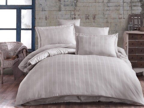 Lenjerie de pat dubla King, 3 piese, 220x240 cm, 100% bumbac satinat, Hobby, Ekose, gri piatra