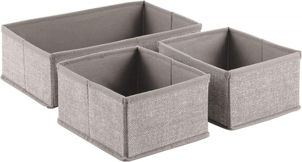 Set de 3 organizatoare pentru dulap mDesign, textil, gri