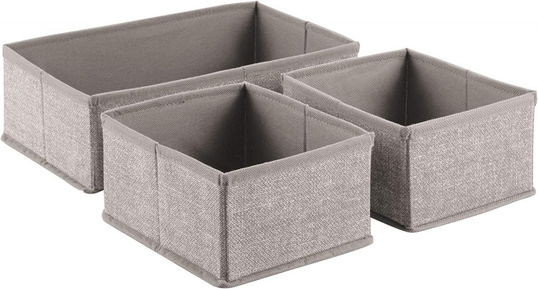 Set de 3 organizatoare pentru dulap mDesign, textil, gri