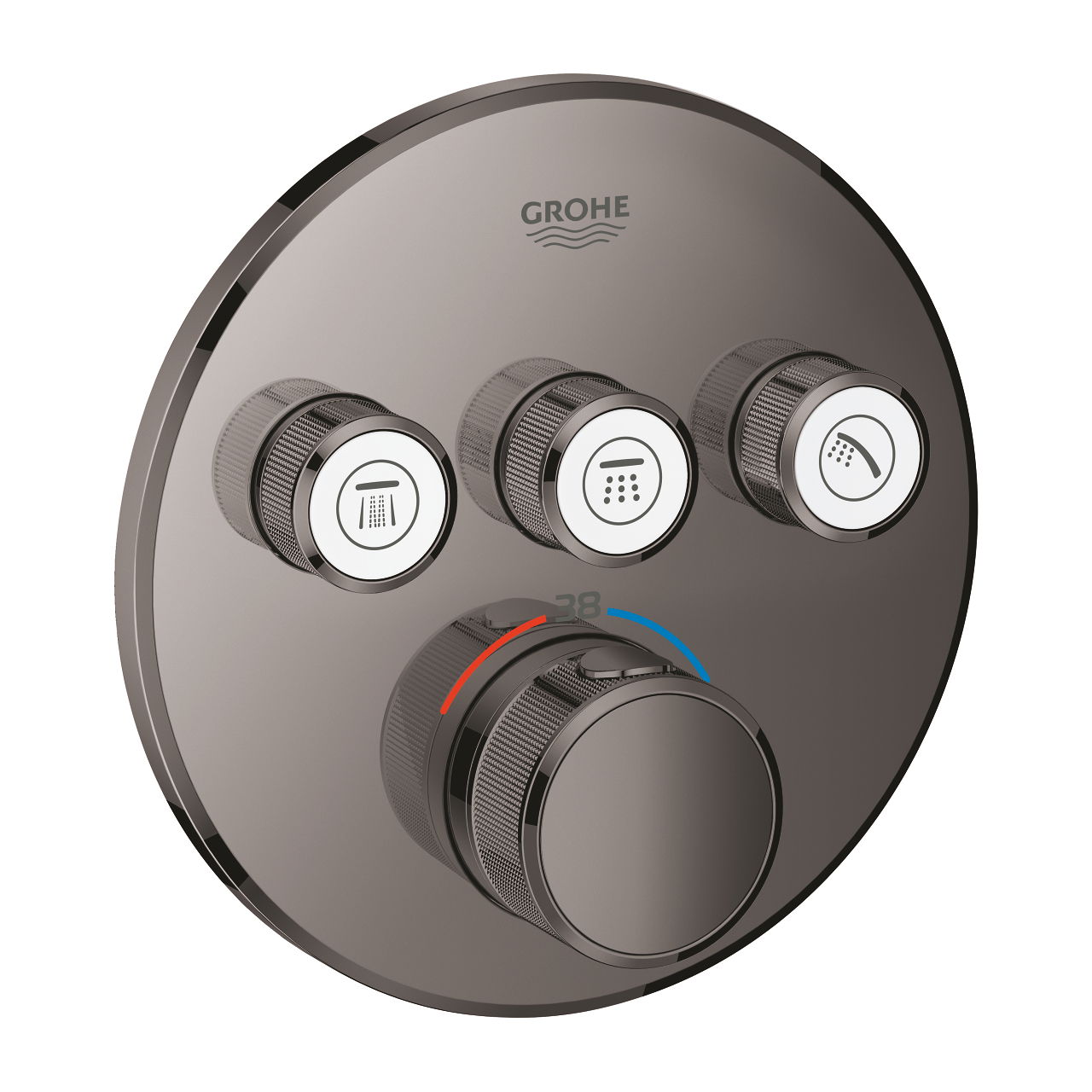 Baterie cada - dus termostatata Grohe Grohtherm SmartControl Round cu 3 functii montaj incastrat necesita corp ingropat hard graphite