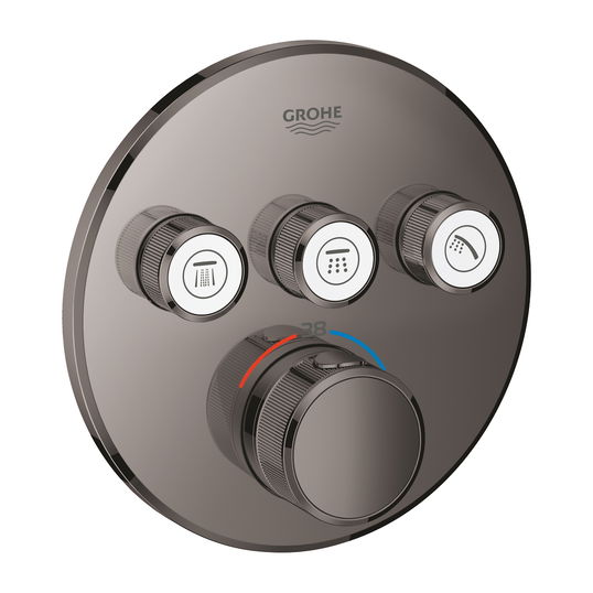 Baterie cada - dus termostatata Grohe Grohtherm SmartControl Round cu 3 functii montaj incastrat necesita corp ingropat hard graphite