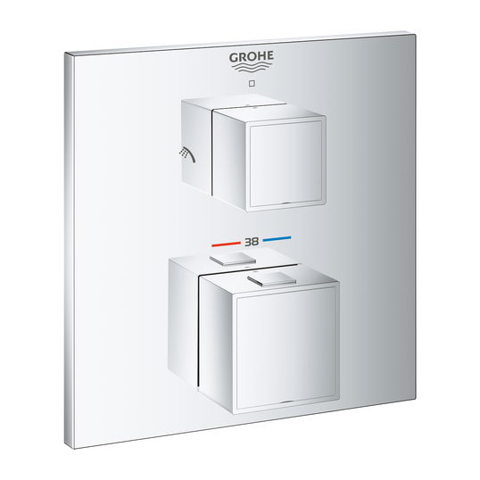 Baterie dus termostatata Grohe Grohtherm Cube cu 1 functie montaj incastrat necesita corp ingropat crom