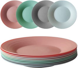 Set de 8 farfurii Greenandlife, polipropilena, multicolor, 25,5 cm